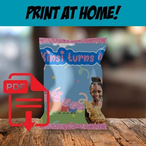 Digital Custom Peppa Crisp Packet Sleeves, Chip Packet, Peppa Party Theme, Peppa Party, Digital Download