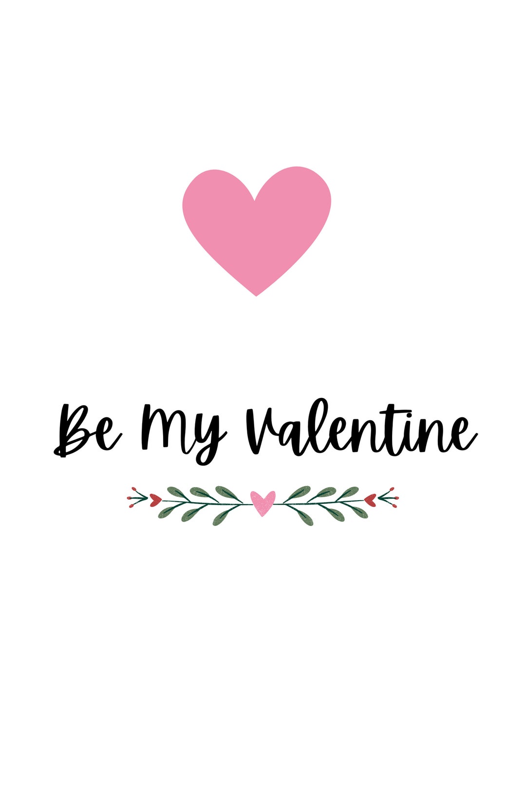 Printable Valentine's Day Wall Art, Be My Valentine Digital PNG and JPG