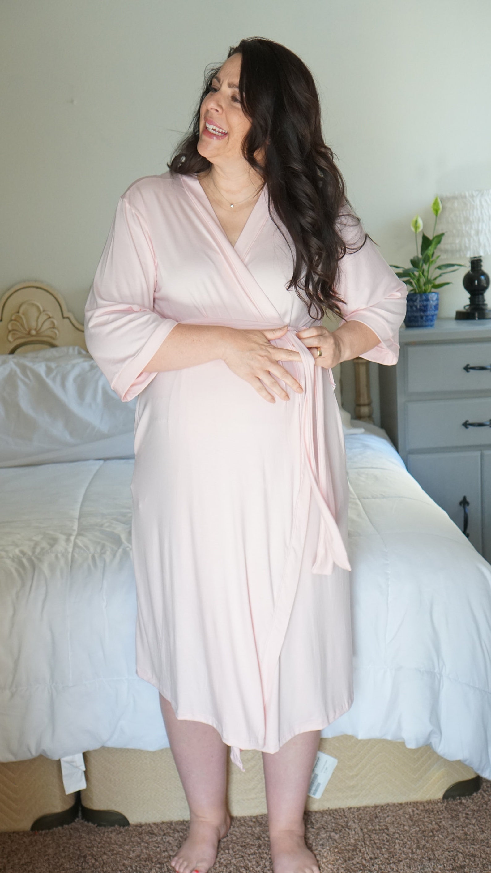 Maternity Robe for Pregnancy & Postpartum, Functional for Childbirth
