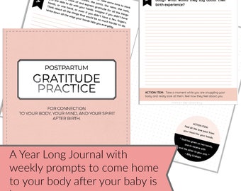 Postpartum Gratitude Practice; Journal Prompts; Baby's First Year; Postpartum Healing; Postpartum Recovery; Baby Shower Gift; Positive Birth