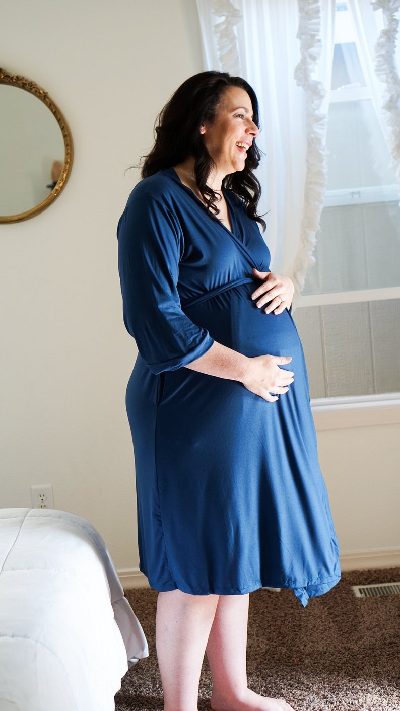 Maternity Robe for Pregnancy & Postpartum, Functional for Childbirth