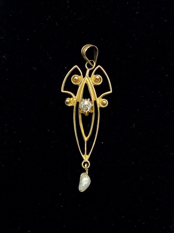 Antique Edwardian Lavolier 10k Yellow Gold Pendant