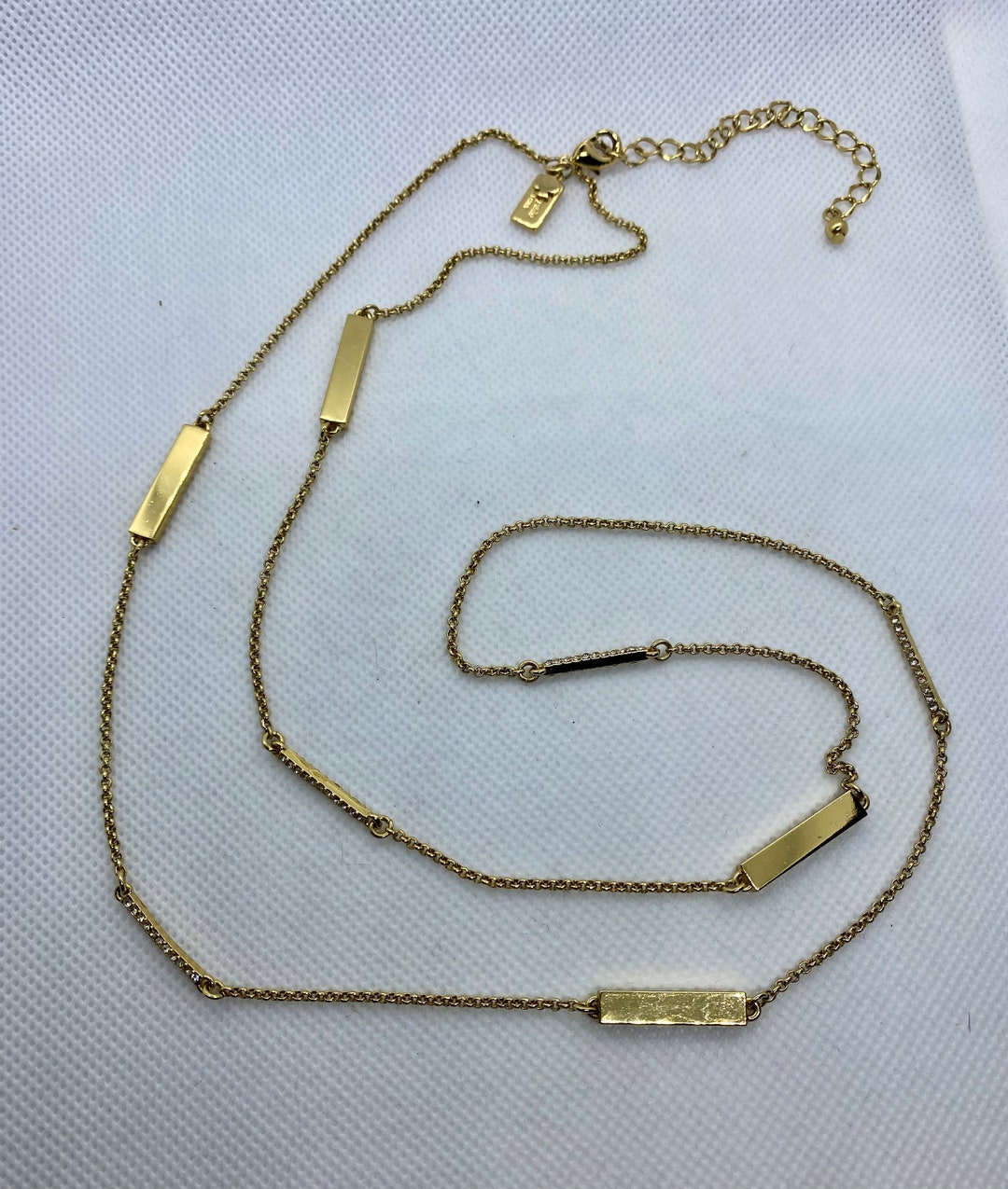 Vintage Kate Spade Gold Tone Bar and Rhinestones Fashion Chain Necklace