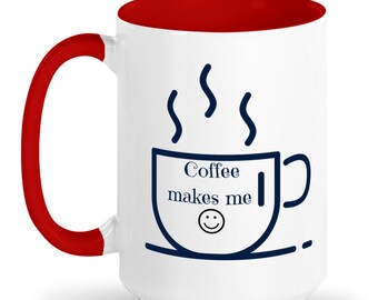 Tall glossy smiley coffee mug