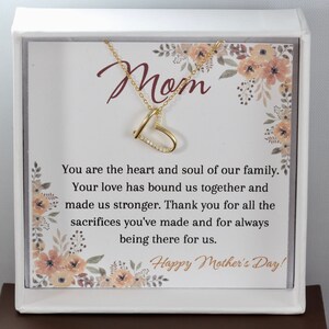 Regalo felice per la festa della mamma / Collana cuore mamma / Biglietto di apprezzamento per la festa della mamma / Collana placcata in oro / Gioielli per la mamma / Regalo dalla figlia