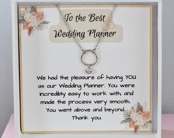 Regalo per wedding planner/collana placcata oro cerchio/biglietto di ringraziamento per coordinatore di matrimoni/regalo di apprezzamento/ciondolo di nozze per lei.