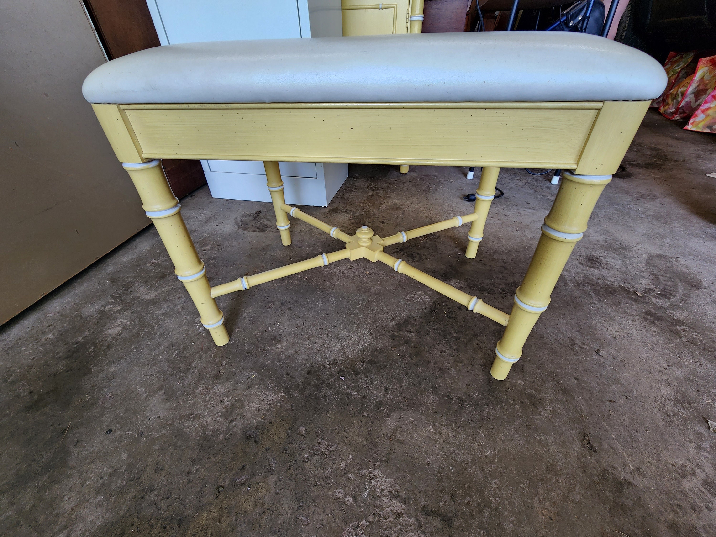 Thomasville Vintage Faux Bamboo Vanity Bench - Etsy