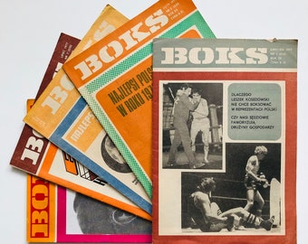 5 numeri unici settimanali polacchi degli anni '70 e '80 Boks Boxing Boxer Raro Vintage Old