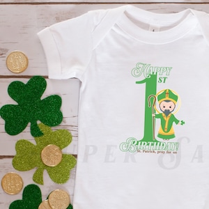 St. Patrick 1st Birthday Infant Bodysuit - Catholic saint clothing for kids and babies - Irish Catholic Gift