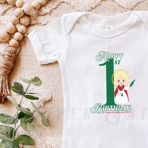 St. Grace of Lerida 1st Birthday infant bodysuit - Catholic saint clothing for kids and babies - Catholic children&#39;s gift