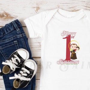 St. Anthony 1st Birthday Infant Bodysuit - Catholic saint clothing for kids and babies - Catholic Children&#39;s Gift