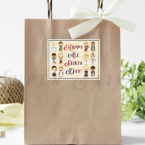 All Saints Day Gift Bag Tags | Saint Labels | Catholic Party Decor | Catholic Kids and Children
