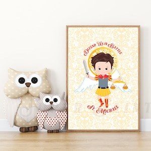 DIGITAL ITEM | St. Michael the Archangel &quot;Defend us in battle&quot; | Catholic Kids&#39; Printable | Saint Bedroom, Nursery, Baptism, Communion