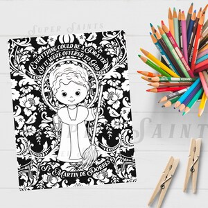 St. Martin de Porres Coloring Page | Catholic Coloring Page for Kids | Saint Quote Print | Catholic Craft | Liturgical Living | Patron Saint