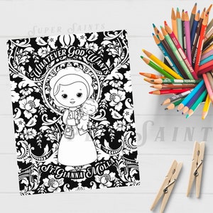 St. Gianna Molla Coloring Page | Catholic Coloring Page for Kids | Saint Quote Print | Catholic Craft | Liturgical Living | Patron Saint