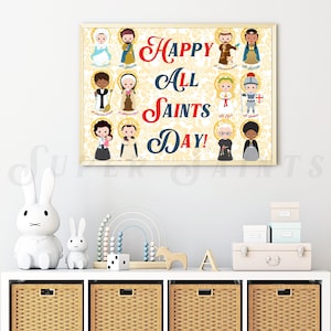 Happy All Saints Day Wall Decor | DIGITAL ITEM | Catholic saint printable | Catholic kids/children | All Saints Day Party Decor