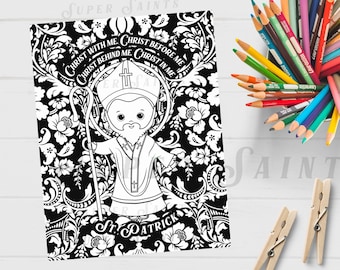 St. Patrick Coloring Page | Catholic Coloring Page for Kids | St. Patrick's Lorica Breastplate Prayer | Catholic Craft | Liturgical Living