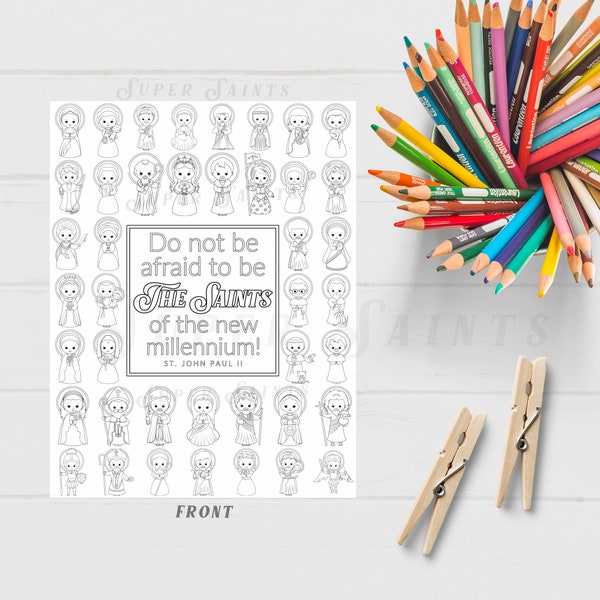 Catholic Coloring Page | DIGITAL ITEM | St. John Paul II Quote | Saints of the new millenium | Catholic saint printable | All Saints Day