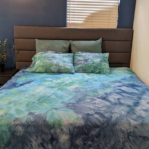 Tie Dye Duvet Set-Deep Blue Sea Custom Hand Dyed-100% Cotton Ice Dyed