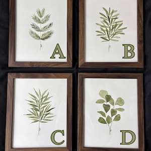 8x10 Framed Original Greenery Watercolor Art