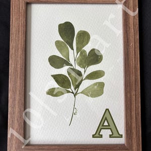 5x7 Framed Original Greenery Watercolor Art