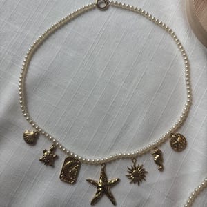 Build Your Own Custom Coastal Charm Necklace Pick Your Charms, Customizable Charm Chunky Necklace Multi Charm Necklace DIY Ocean Pearl Gold