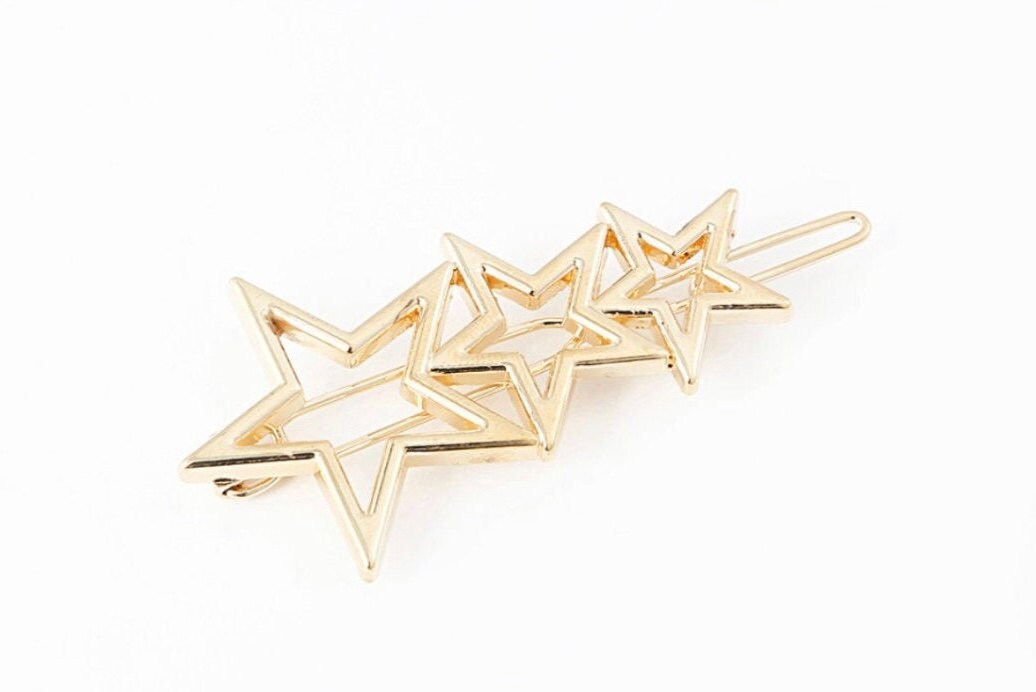 GOLD HAIR BARRETTES I Large Size I Hair Clips I Moon I Stars I Etsy