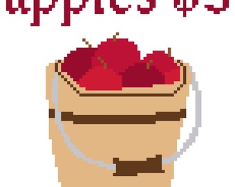 Apple Bushel Needlepoint Chart: Autumn Cross Stitch Pattern (PDF Download)