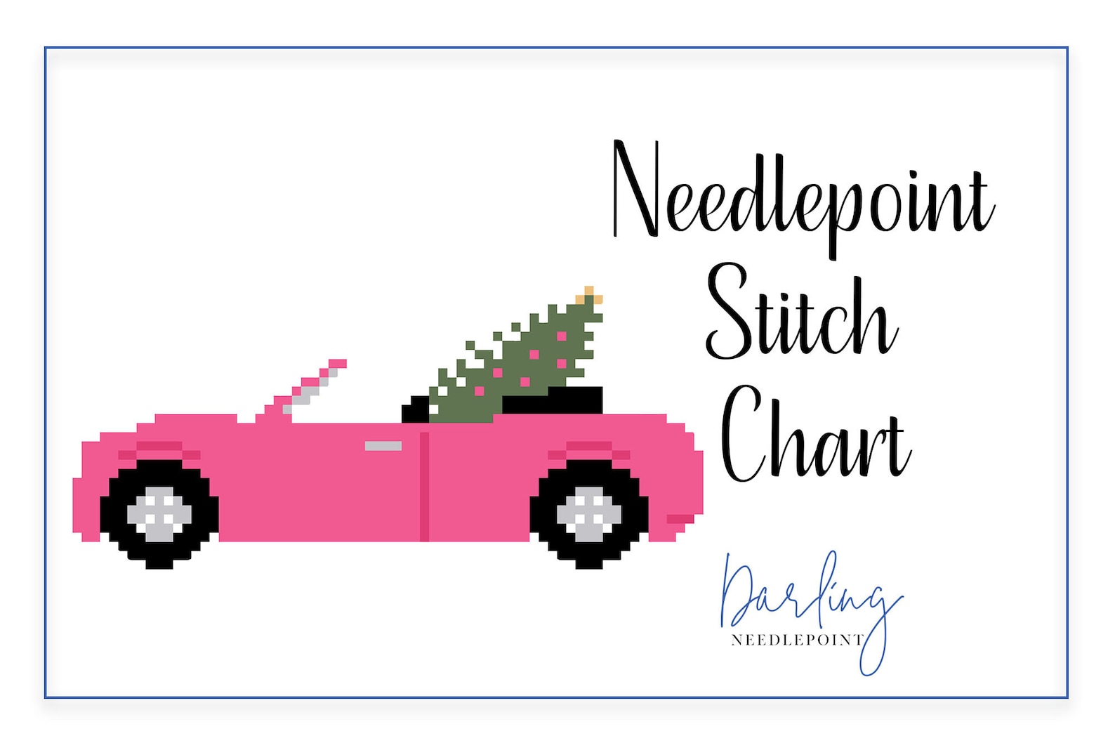Barbie Inspired Malibu Christmas Car Needlepoint Chart PDF Download