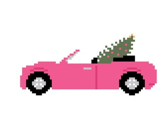 Malibu Christmas Car Needlepoint Chart: Barbie Inspired Cross Stitch (PDF Download)