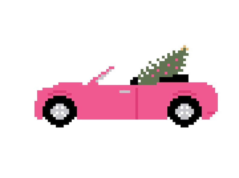 Barbie Inspired Malibu Christmas Car Needlepoint Chart PDF Download