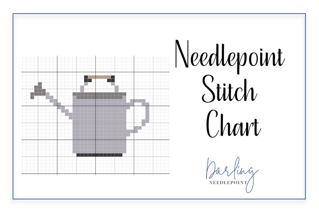 Watering Can Needlepoint Stitch Chart PDF Cross Stitch Chart Etsy