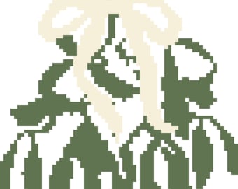 Mistletoe Cream Bow Needlepoint Chart: Cross Stitch Pattern (PDF)