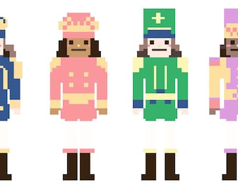 Nutcracker Friends Needlepoint Chart: Modern Christmas Cross Stitch (PDF Download)