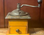 Vintage Cast Iron Wood Coffee Grinder