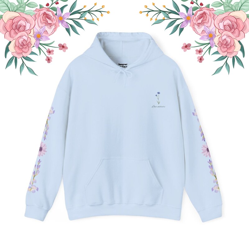 Beige Floral Print Hoodie