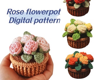 crochet rose flowerpot pattern