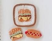 Patrón de hamburguesa a crochet, cuadrado de la abuela y hot dog ...