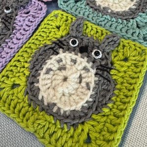 Totoro Granny Square Crochet Pattern – Cute Studio Ghibli Amigurumi Blanket Square PDF for Beginners