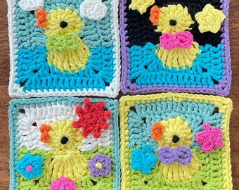 Crochet Duck Granny Square  Pattern