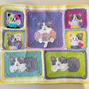 Crochet Cat Granny Square Digital Pattern/ Pdf Pattern/ Video Tutorial ...