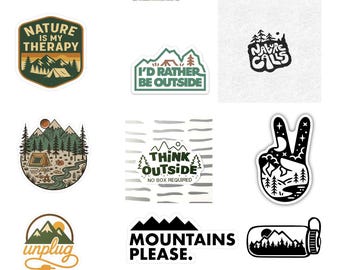 Outdoor Adventure Sticker Pack: Waterproof Laptop Decals, Travel Theme