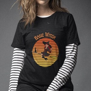 Halloween Witch T-Shirt | Funny Witch Shirt | Halloween Gift | Witch with Cat | Punny Tee | Unisex - Men&#39;s & Women&#39;s Tee | Basic Witch