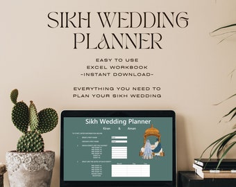 Planificateur de mariage sikh | | de feuille de calcul Excel téléchargement instantané | Pendjabi| Planificateur de mariage