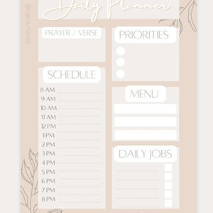 Christian Daily Planner Printable with bible verse