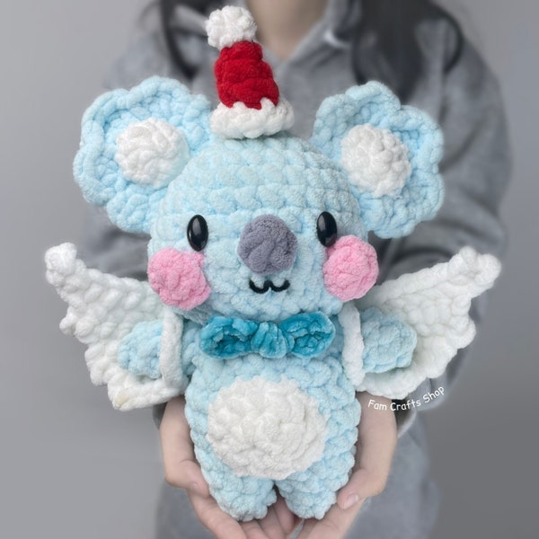 Koala Crochet Pattern - Adorable Angel Koala Amigurumi Tutorial, Easy Animal Crochet Design, Stuffed Plushy Pet DIY,  English PDF Download