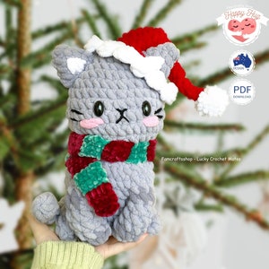 Virkat mönster för Mochi-katt: Amigurumi-kattunge, julversion (PDF-mönster) bild 1