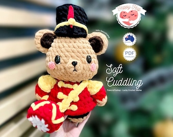 Crochet Nutcracker Bear - Amigurumi Pattern, DIY Stuffed Plush, English PDF Download