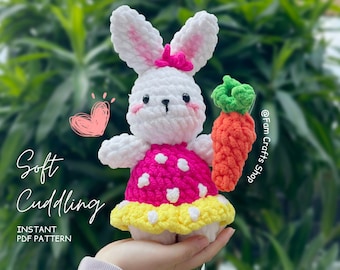 Bunny Crochet Pattern - Adorable Baby Bunny Amigurumi Tutorial, Easter Animal Crochet Design, Stuffed Plushy Pet DIY, English PDF Download