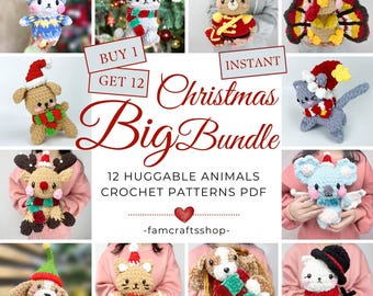Christmas Crochet Bundle - 12 in 1 Amigurumi Patterns, Holiday Plush DIY, Stuffed Plushy Pet, English PDF Download
